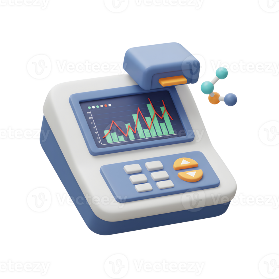 Lab Machine Analyzing Data with Molecule for Science or Research png