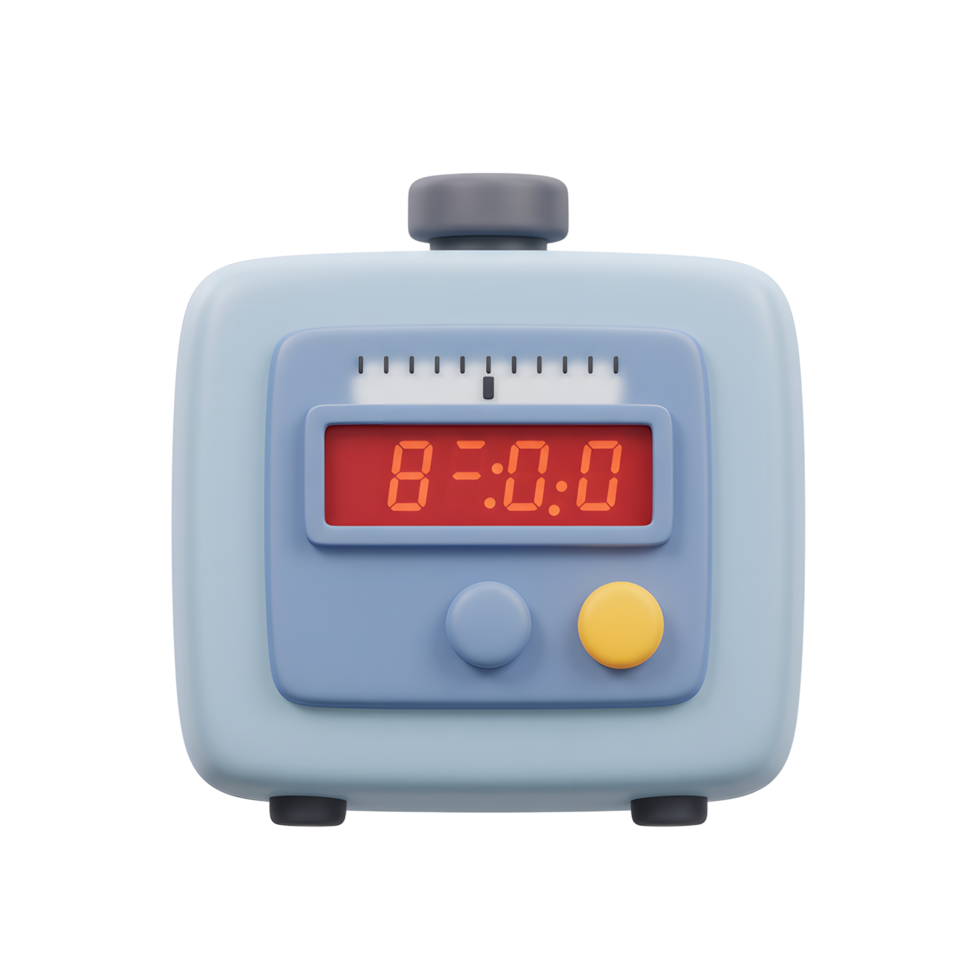 Retro Digital Alarm Clock Displaying Eight O'Clock on a White Background png