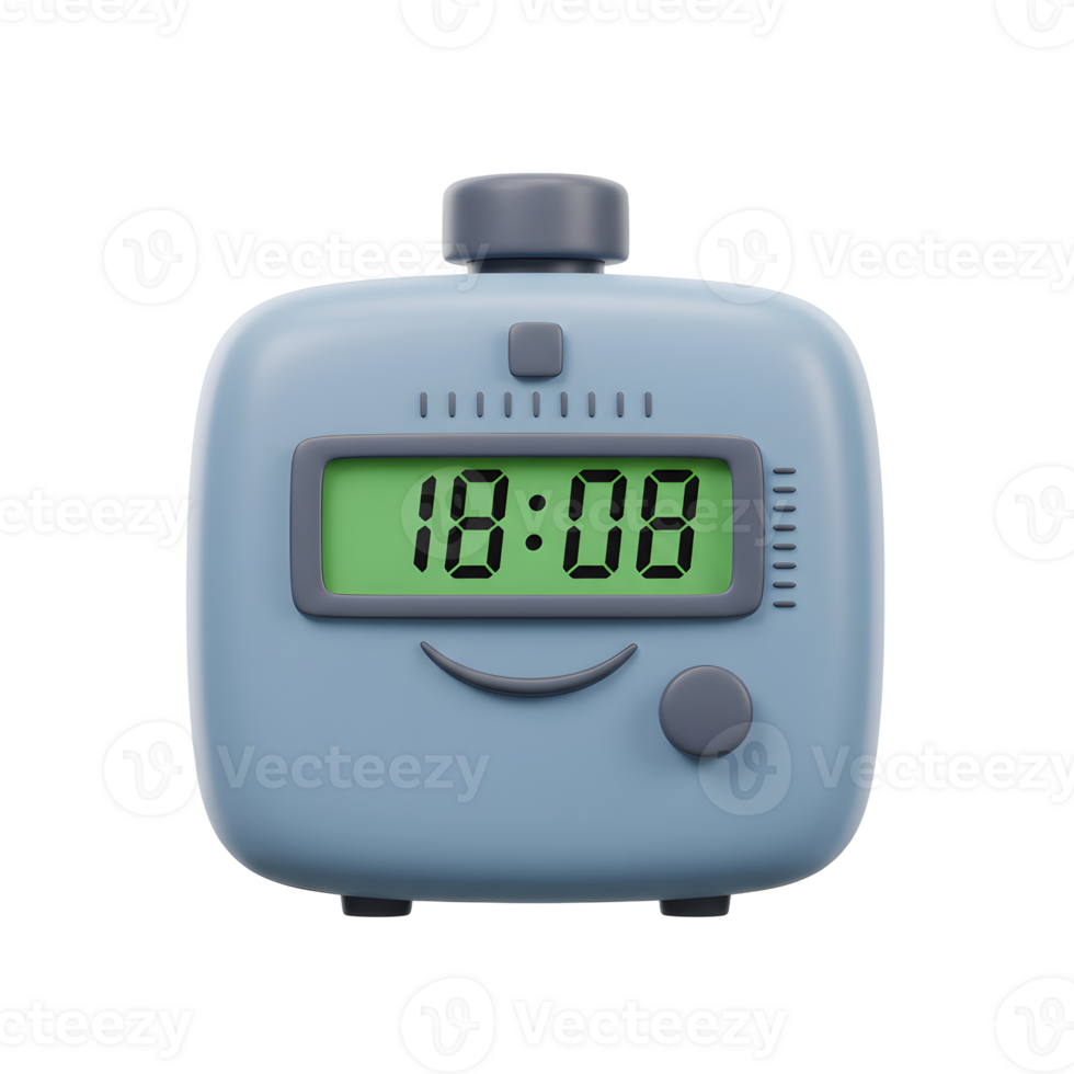 Cartoon Style Digital Clock Showing Time Isolated on White Background png