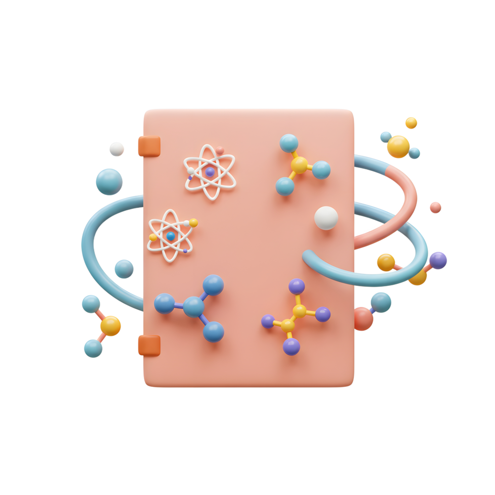 Scientific Molecules and Atoms Model with 3D Square for Education png