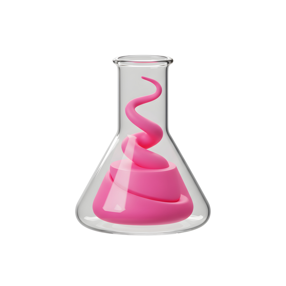 Pink Swirl Inside a Clear Beaker Illustration for Science and Chemistry png