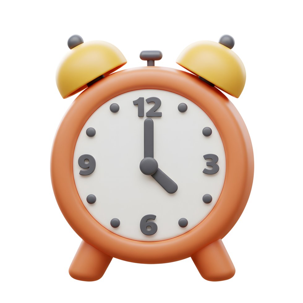 Cartoon Alarm Clock Illustration Displaying Four O'Clock on White Background png