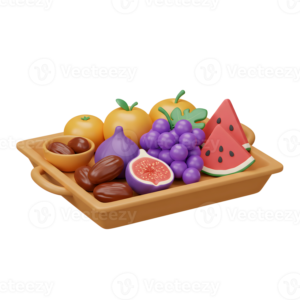 Assorted Fresh Fruits Platter with Watermelon, Grapes, and Dates png