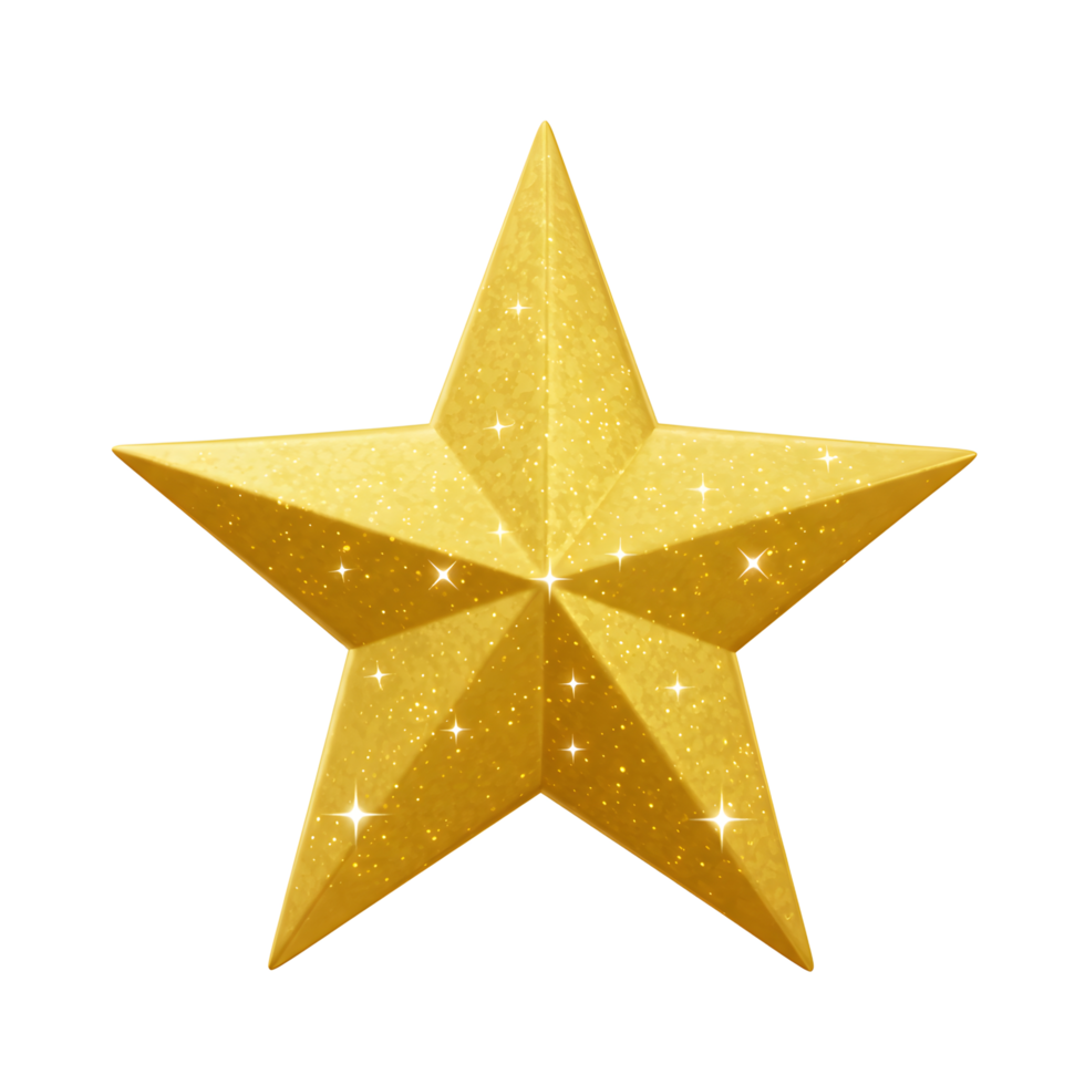 Glittering Gold Star Illustration on White Background for Festive Designs png