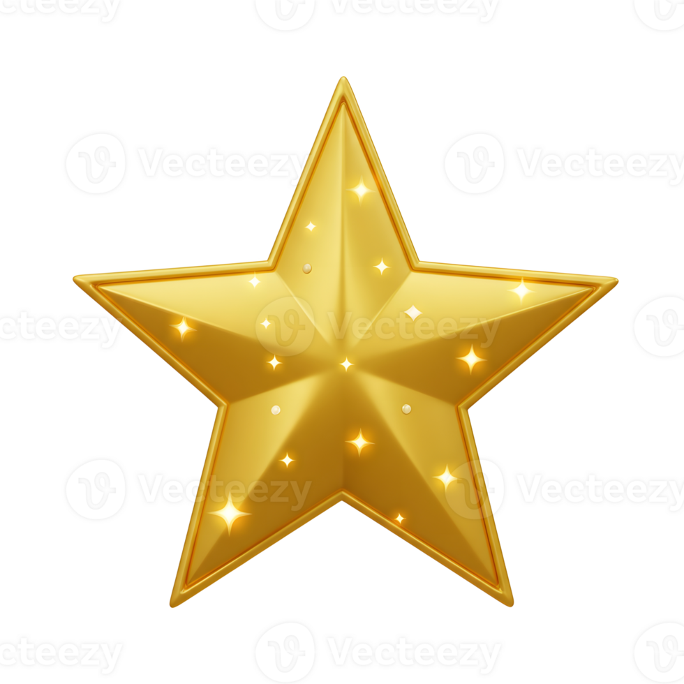 Golden Star with Sparkles on White Background Festive Decoration Graphic png