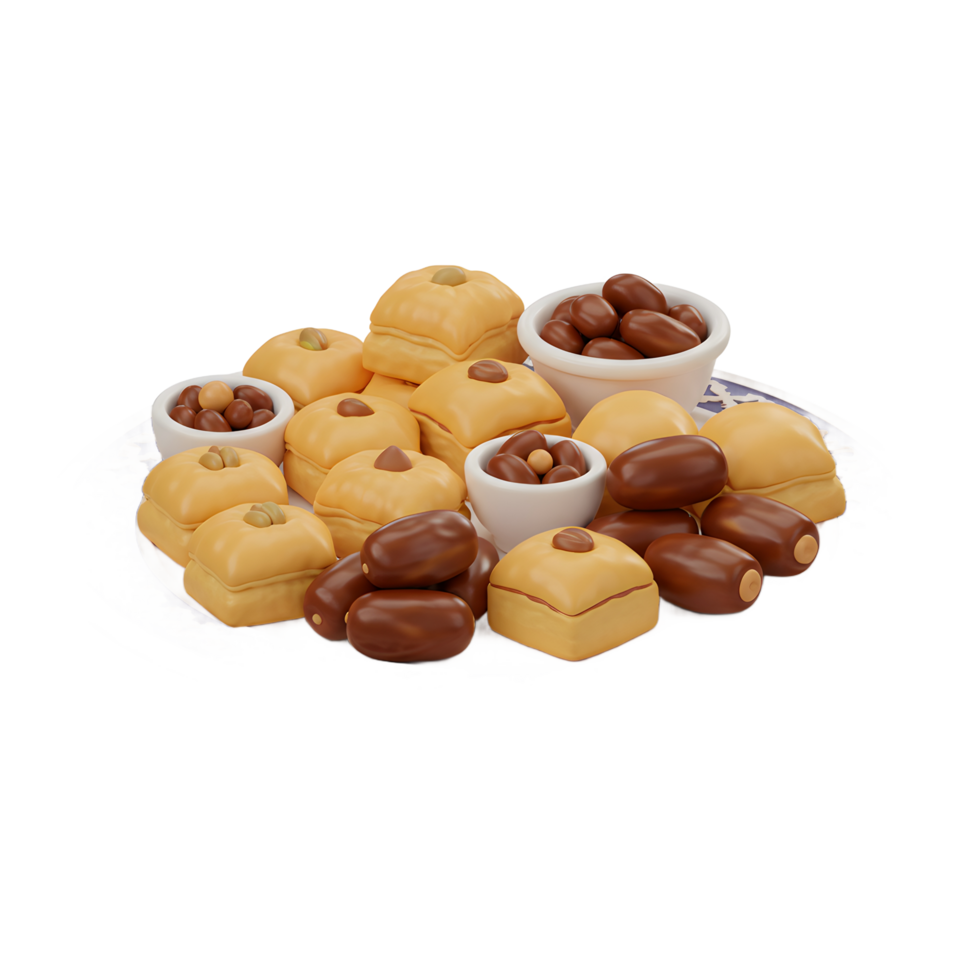 Delicious Middle Eastern Sweets and Dates on Plate for Celebration png