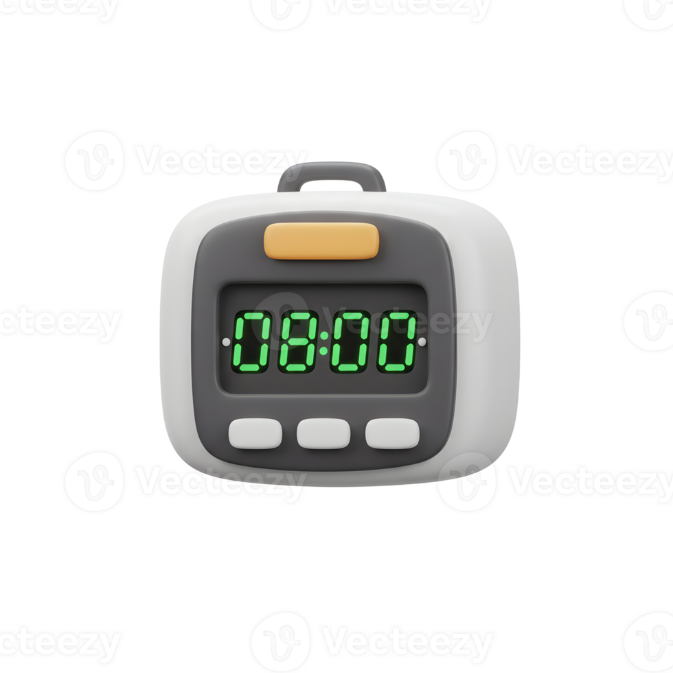 Digital Clock Displaying Eight O'Clock on White Background Minimal Style png