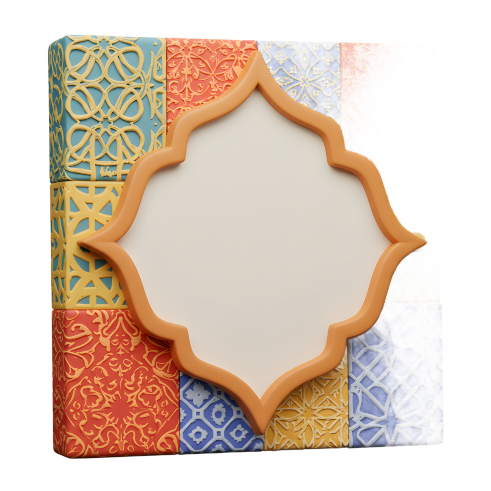 Ornate Frame with Geometric Tiles for Ramadan and Islamic Events png