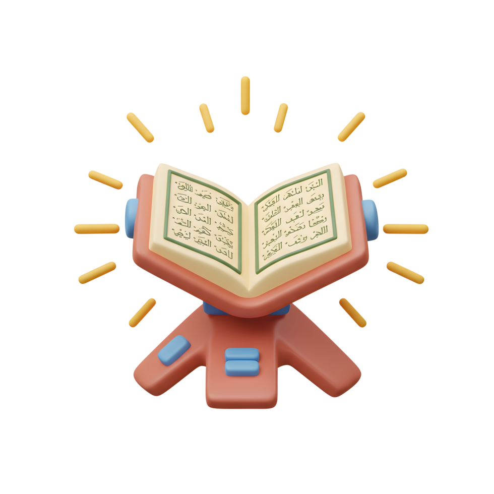 Quran on Stand 3D Render Illustration for Islamic Themes png