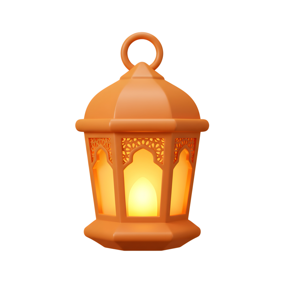 Glowing Orange Ramadan Lantern with Intricate Design for Festive Celebrations png