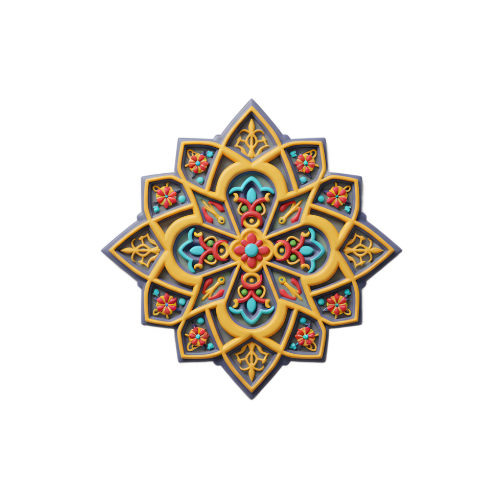 Colorful Floral Mandala Design on Square Panel - Artistic and Decorative png
