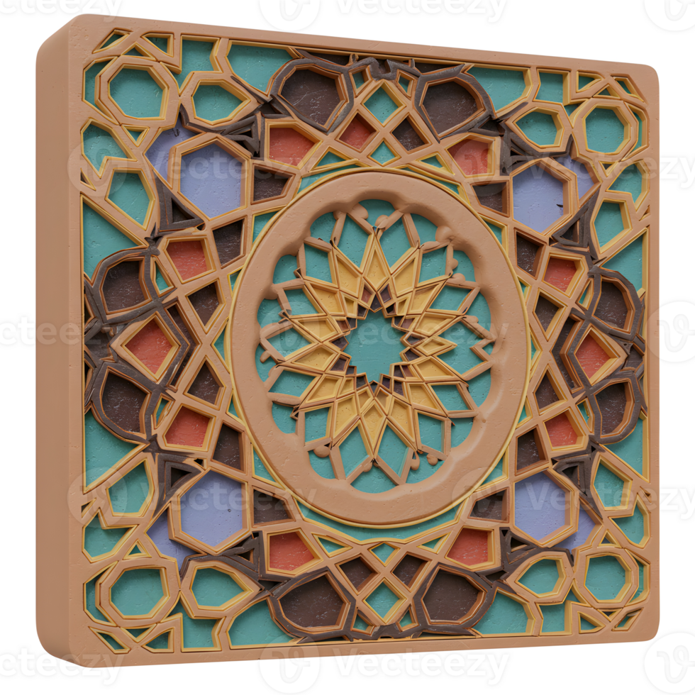 Ornate Islamic Geometric Design with Intricate Details and Vibrant Color png