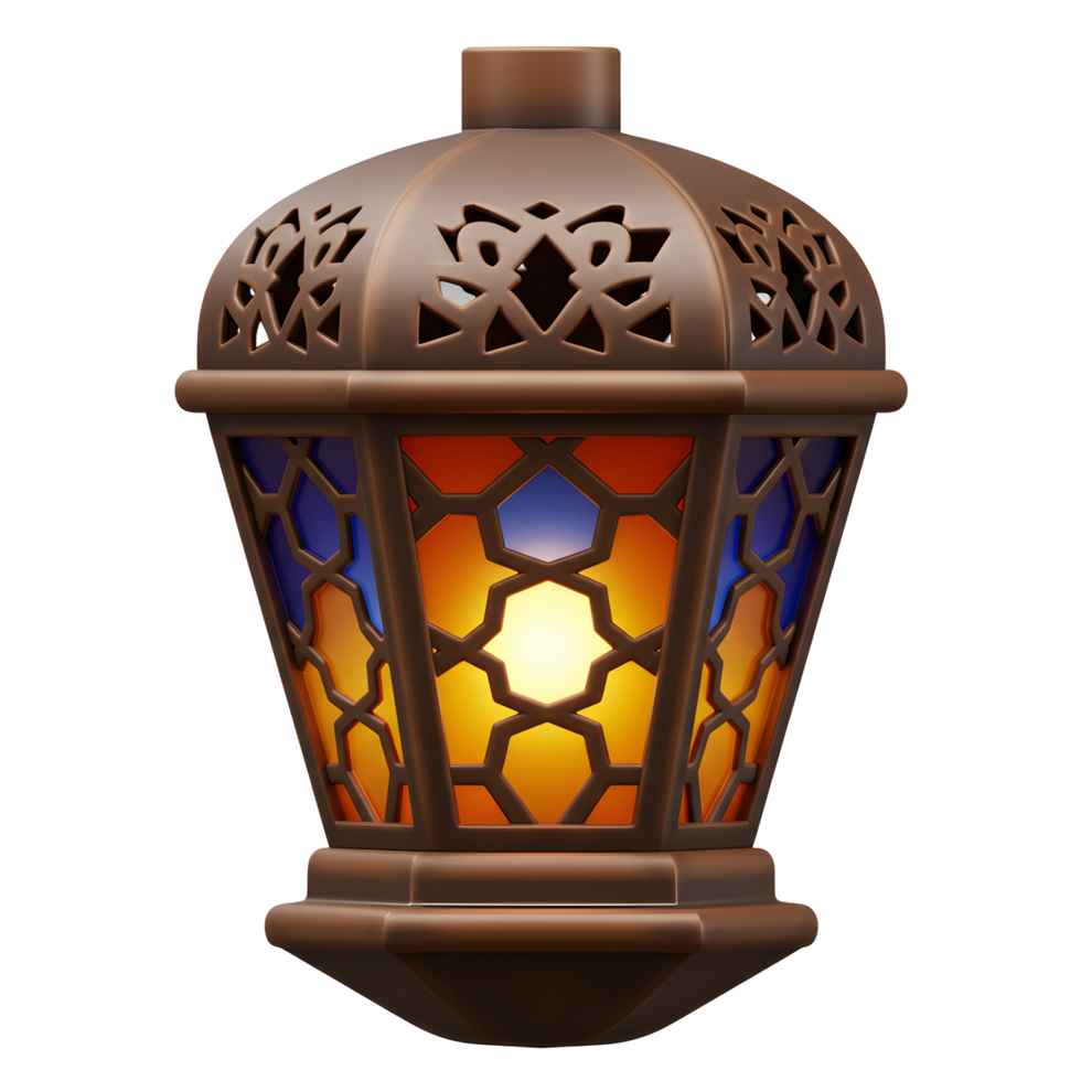Decorative Ramadan Lantern with Colorful Glass Shining Brightly Illustration png