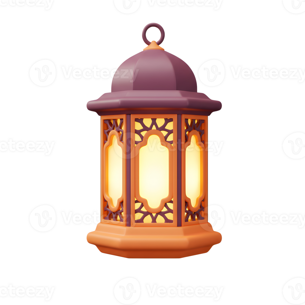 Ramadan Lantern Decoration with Intricate Design and Warm Glowing Light png