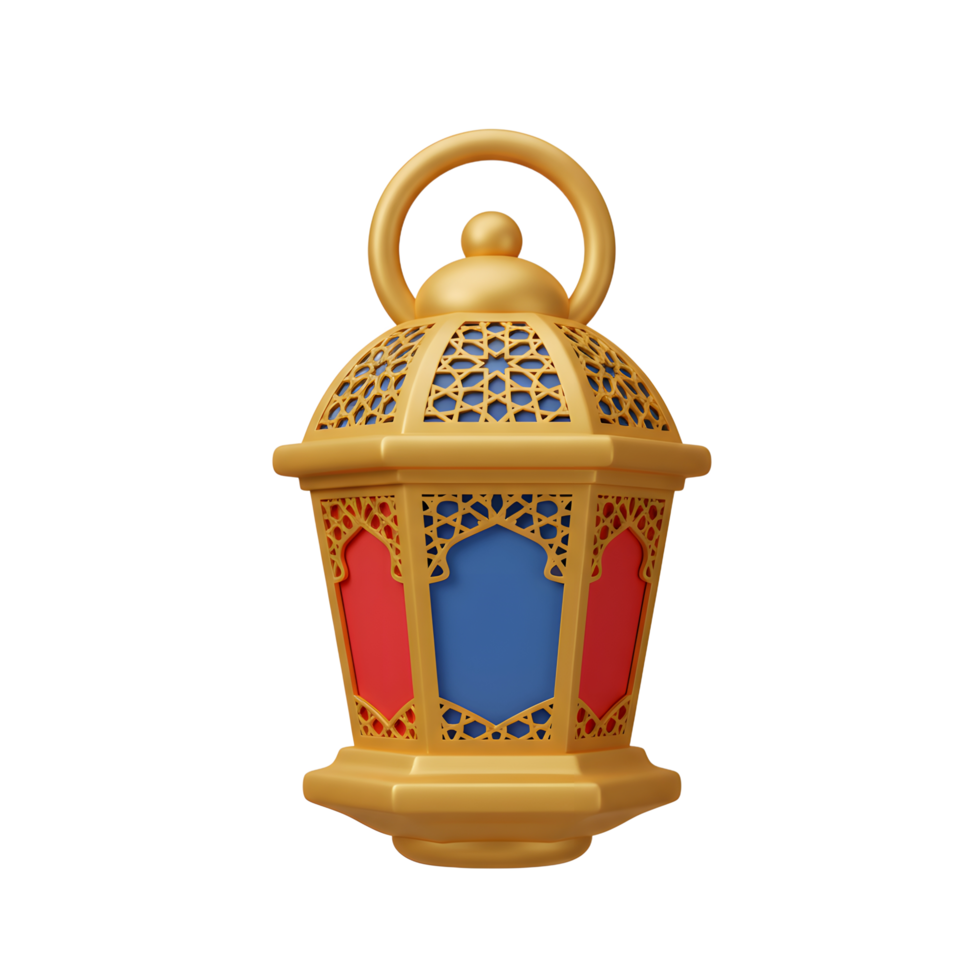 Golden Ramadan Lantern Illustration with Intricate Design on White Background png