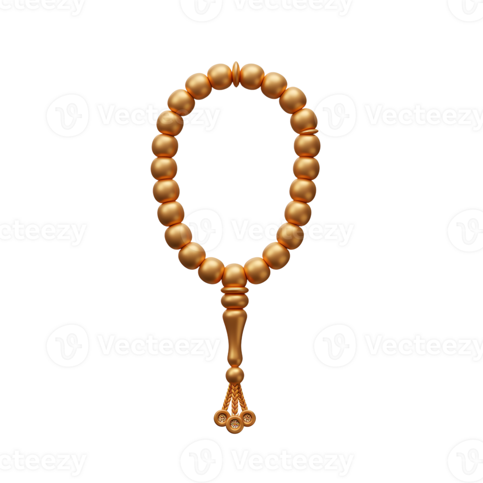 Golden Prayer Beads on White Background for Faith and Spirituality png