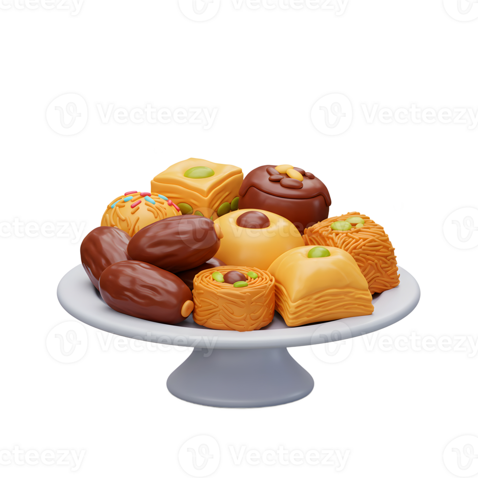 Assorted Middle Eastern Sweets on a Pedestal Ready for Celebration png