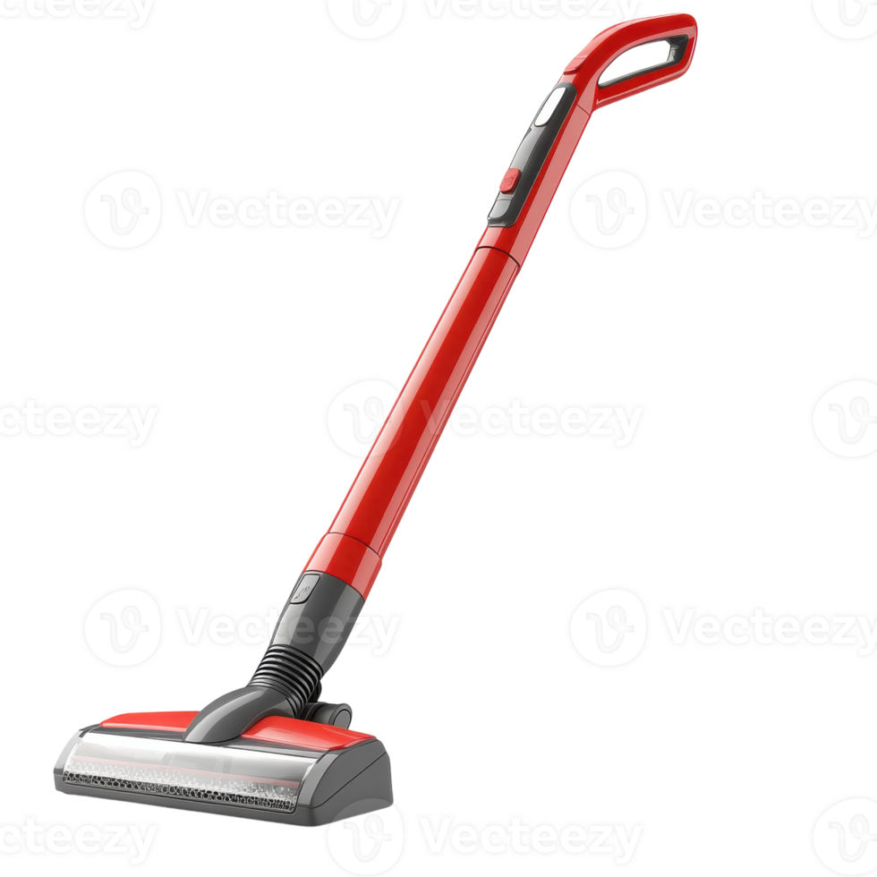 Red Grey Cordless Vacuum Cleaner on transparent background. png