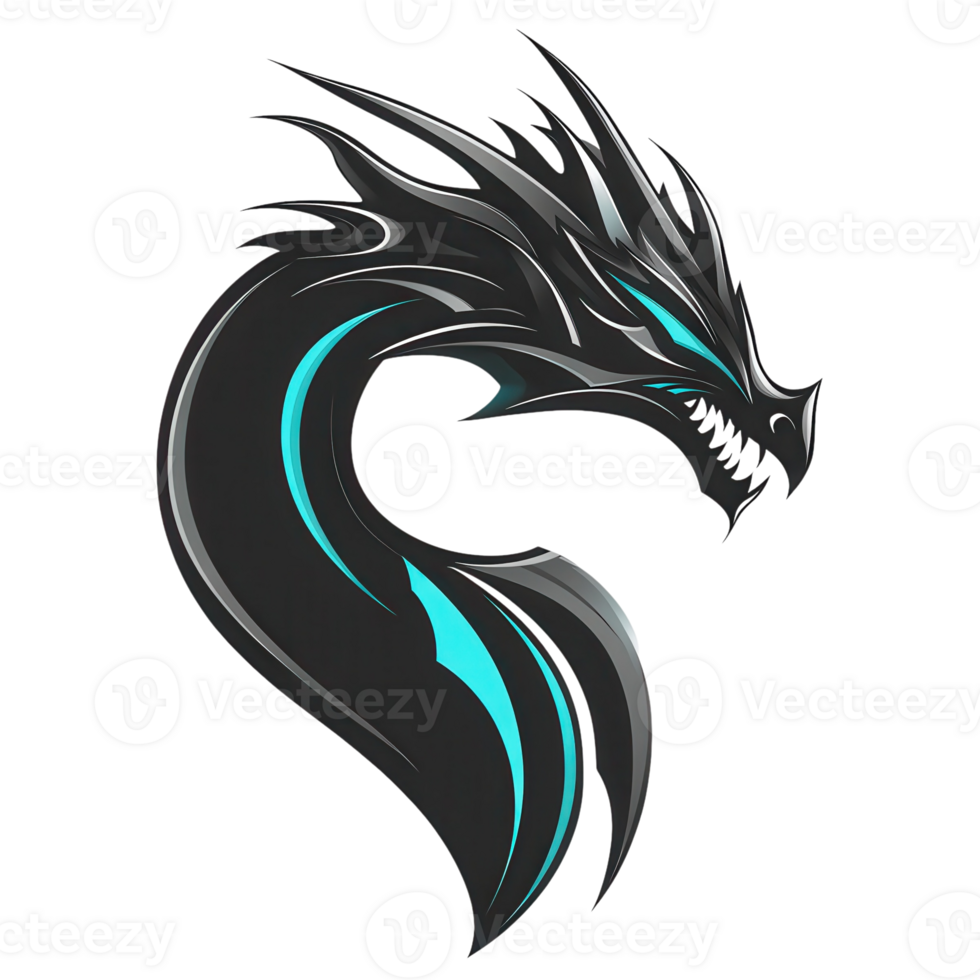 Sleek Dragon Logo Design Illustration on transparent background. png