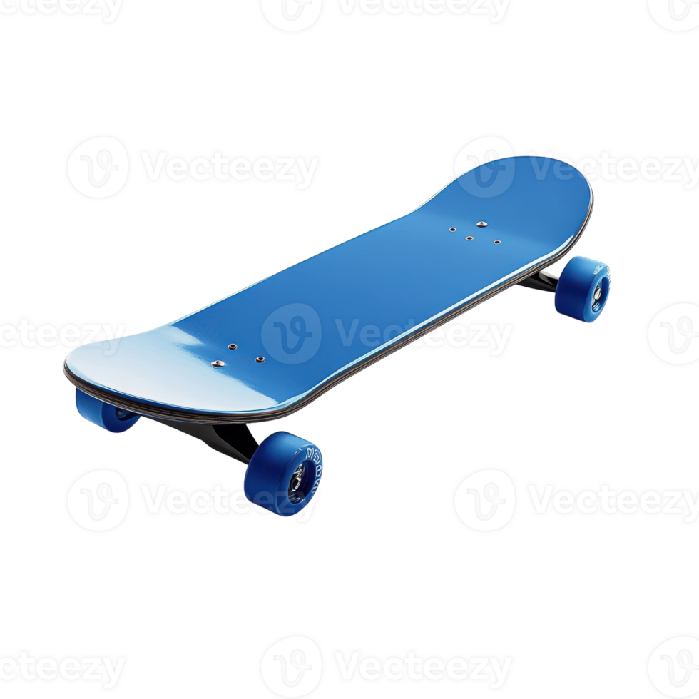 Sleek Blue Skateboard Design on transparent background. png