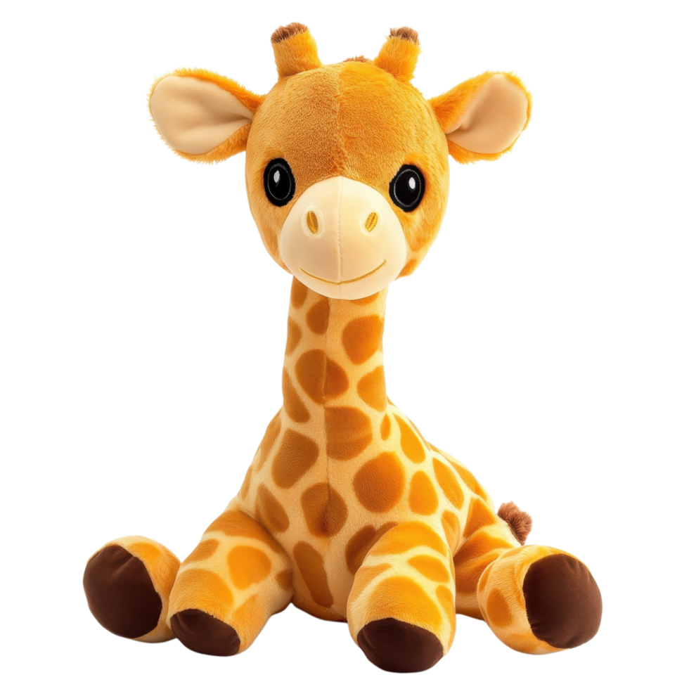 Adorable Baby Giraffe Plush Toy on transparent background. png