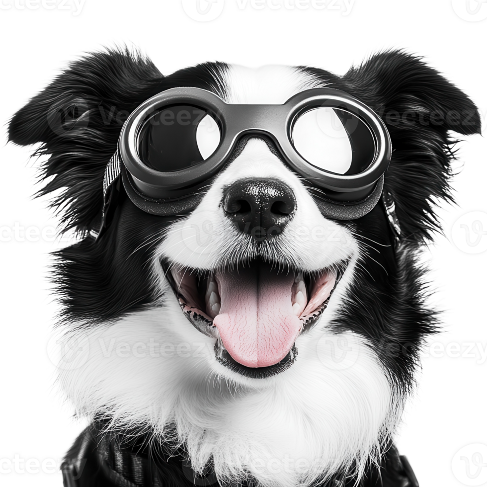 Dog Goggles Playful Pet Portrait on transparent background. png