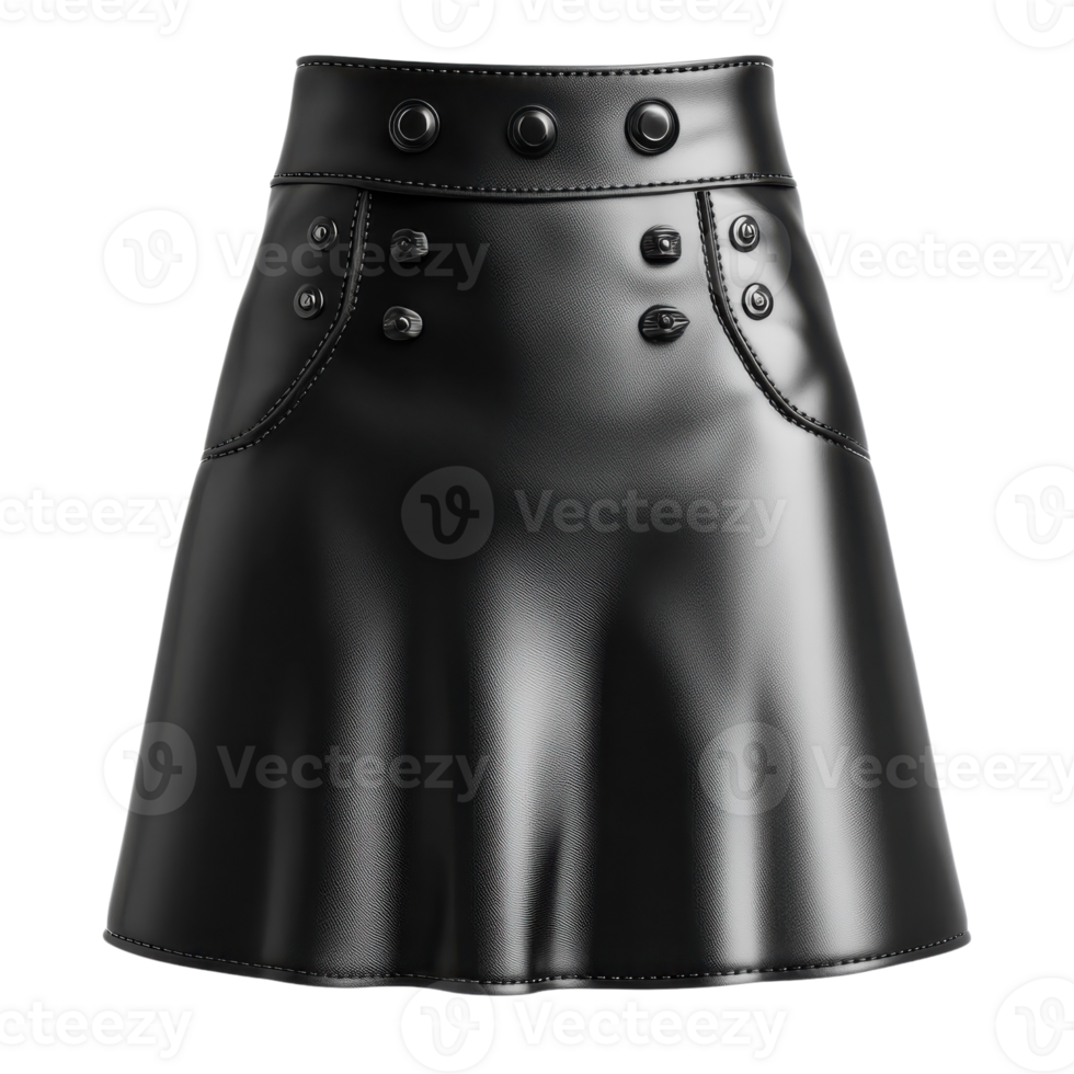 Black Mini Skirt Fashion Design on transparent background. png