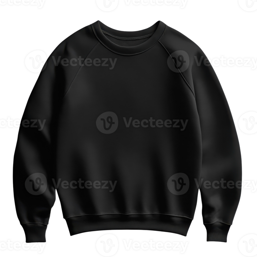 Black Sweatshirt Mockup Design on transparent background. png