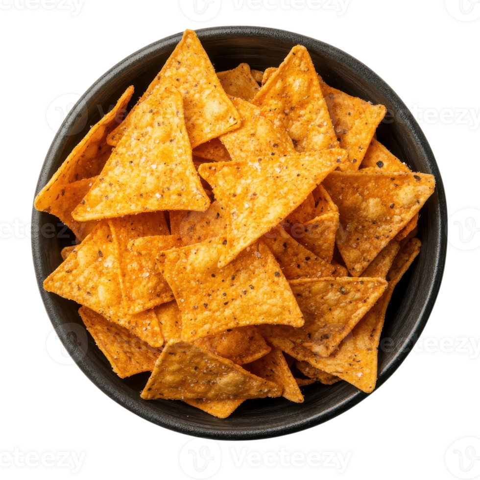 Crispy Chips Bowl White Background on transparent background. png