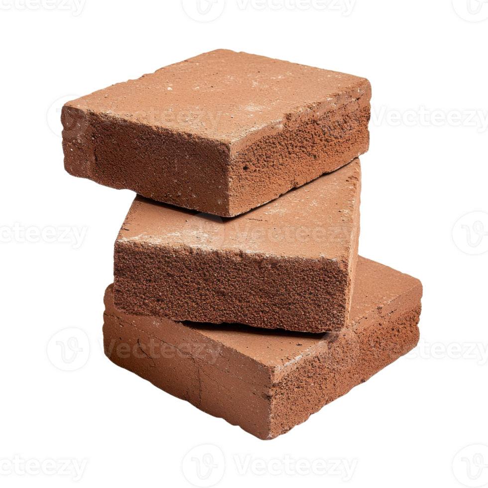 Brown Construction Bricks on White on transparent background. png