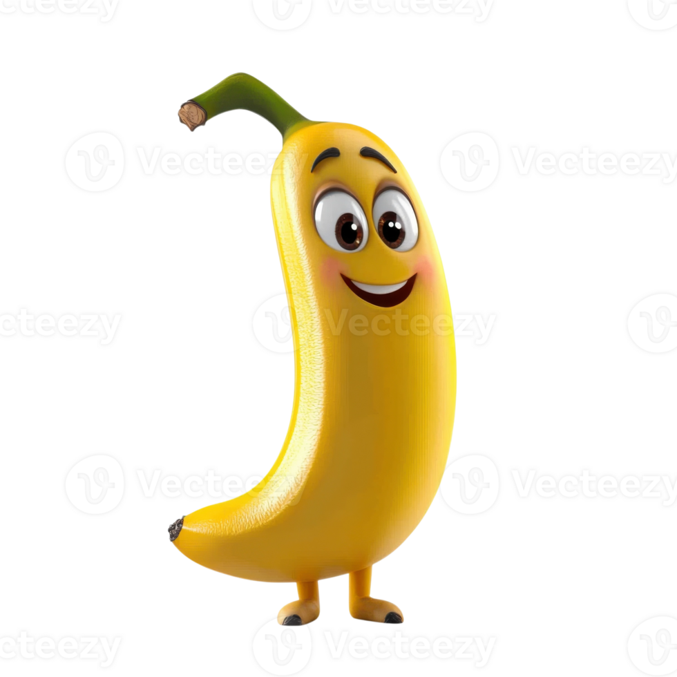 Cartoon Banana Character Background on transparent background. png