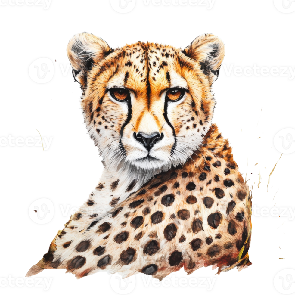 Fast Cheetah Wildlife Photo on transparent background. png