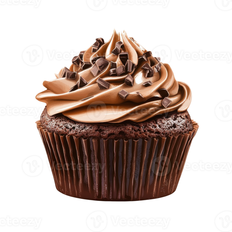 Delicious Chocolate Muffin Closeup on transparent background. png