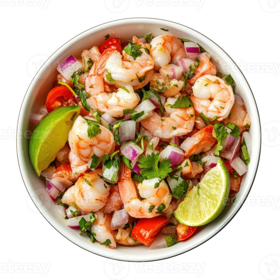 Vibrant Seafood Ceviche Dish on transparent background. png