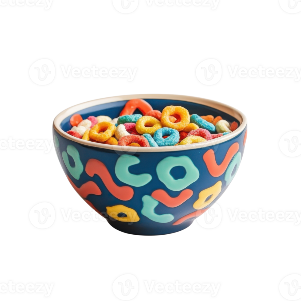 Colorful Cereal Bowl on White on transparent background. png