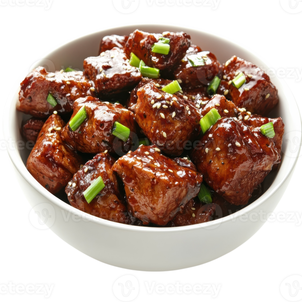 Delicious Glazed Meat Dish on transparent background. png
