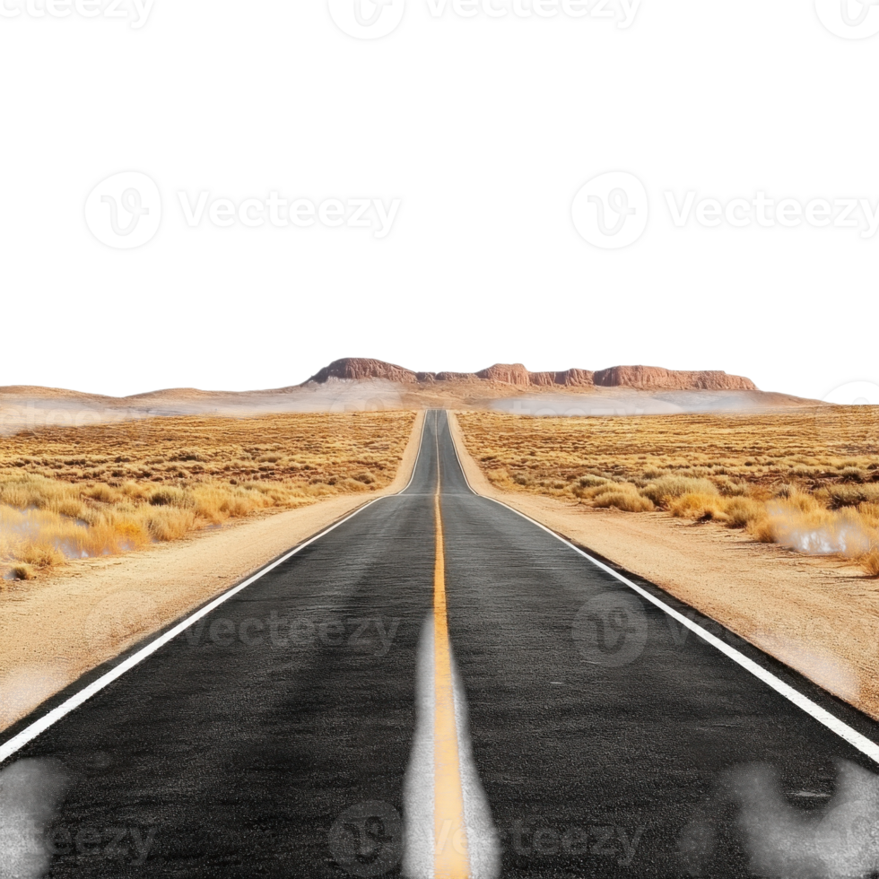 Desert Highway Scenic Vista on transparent background. png
