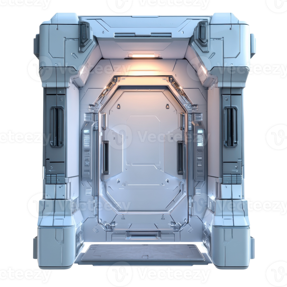 Futuristic Sci fi Doorway Scene on transparent background. png