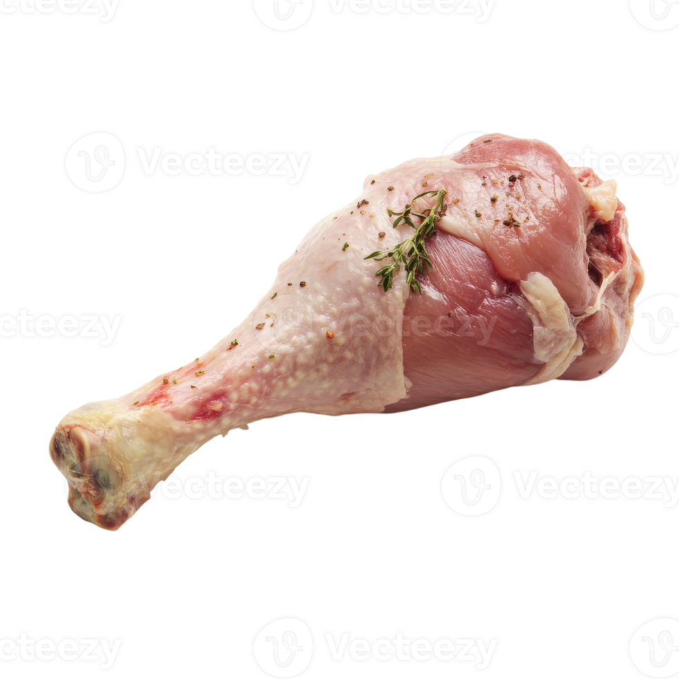 Fresh Raw Turkey Leg Ready to Cook on transparent background. png