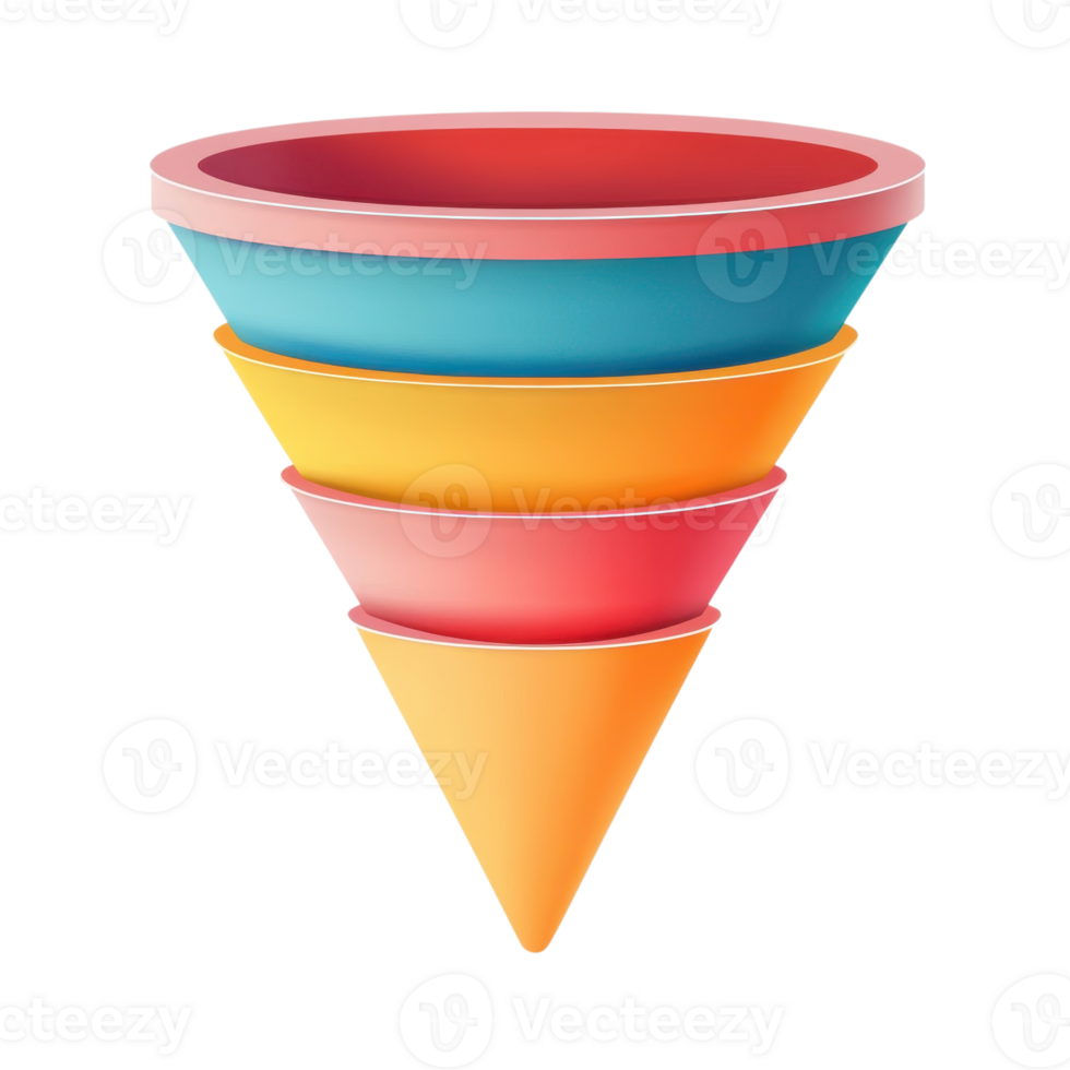 Five Elements Funnel Diagram for Business on transparent background. png