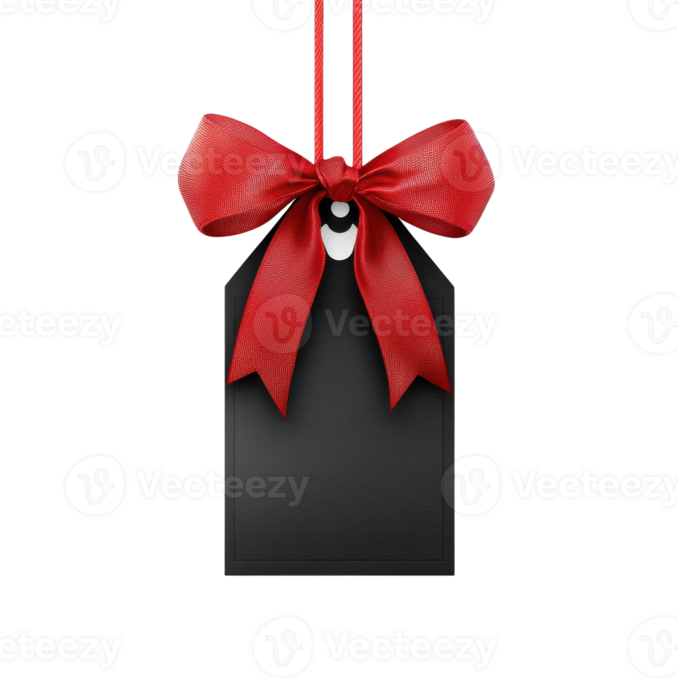 Black Friday Sale Tag Red Bow Design on transparent background. png