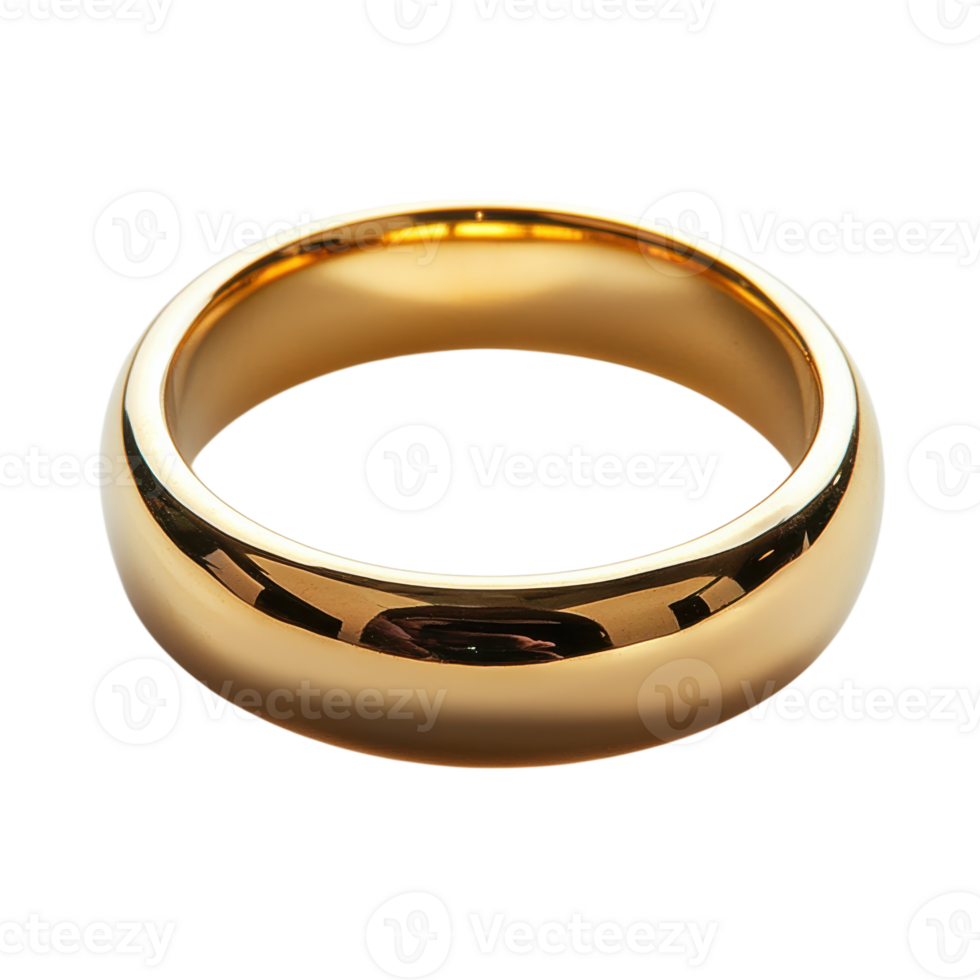 Elegant Gold Ring Commitment and Style on transparent background. png