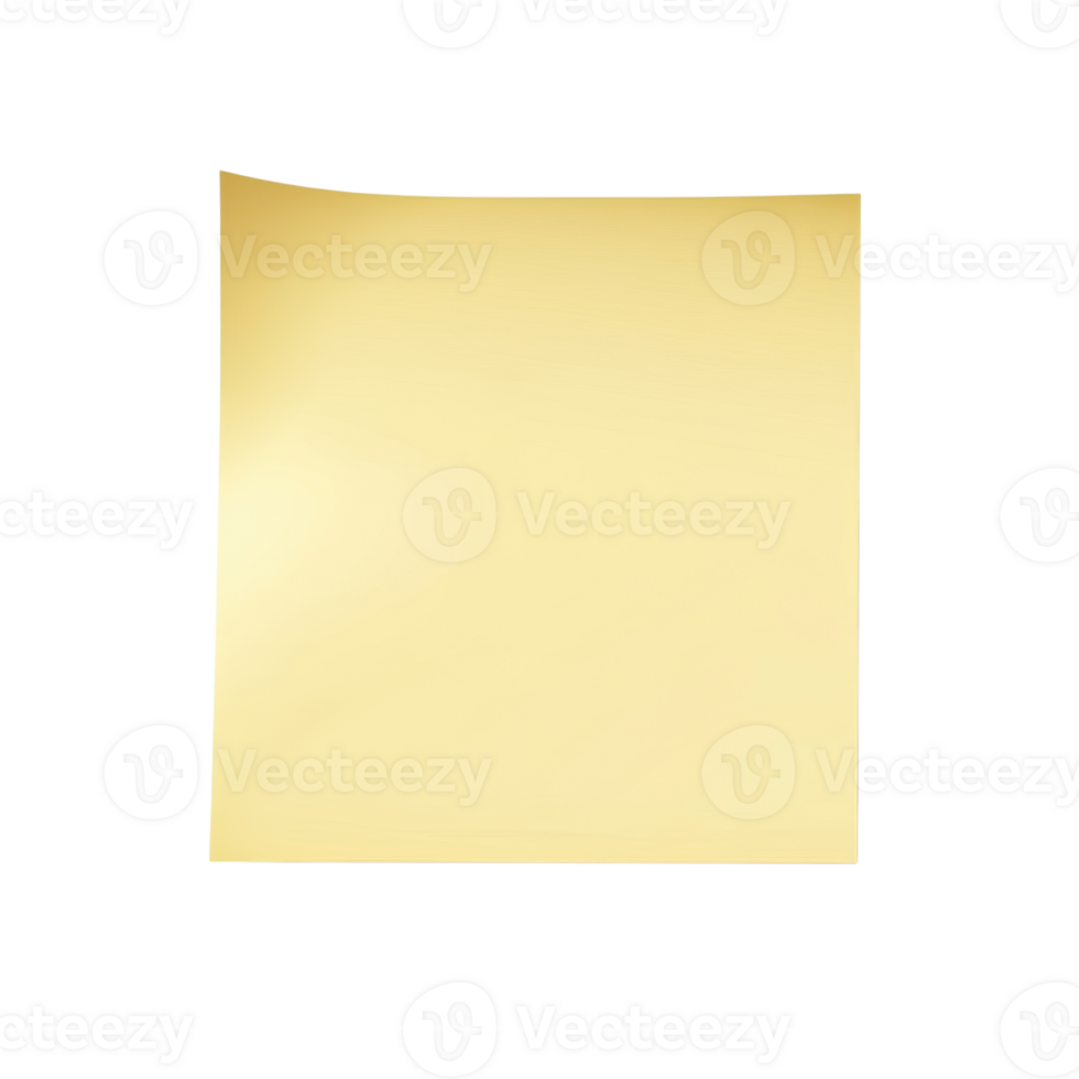 Blank Yellow Sticky Note for Reminders on transparent background. png