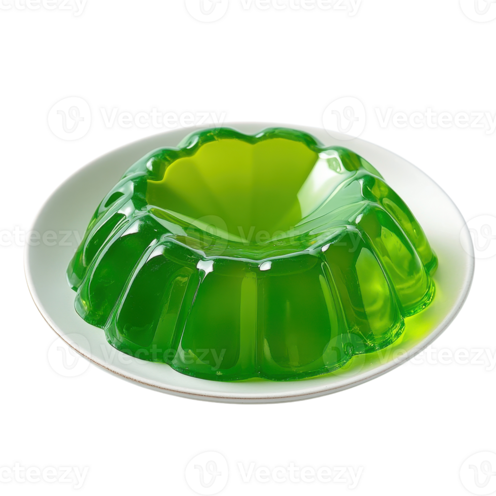 Refreshing Green Jelly Dessert Treat on transparent background. png