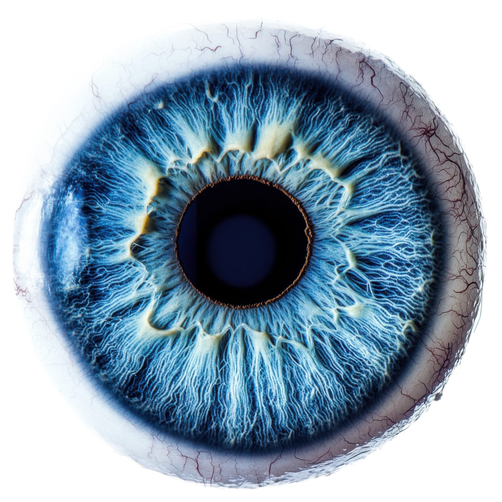 Human Eyeball Close up Intricate Detail on transparent background. png