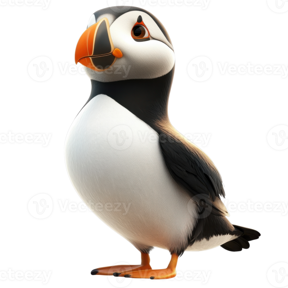 Proud Puffin Bird Wildlife Scene on transparent background. png