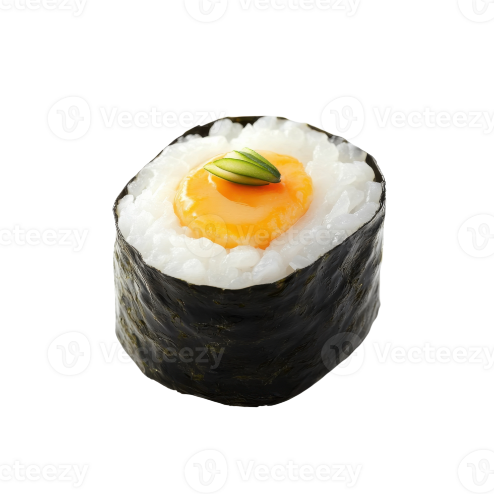 Delicious Tamago Sushi Recipe on transparent background. png