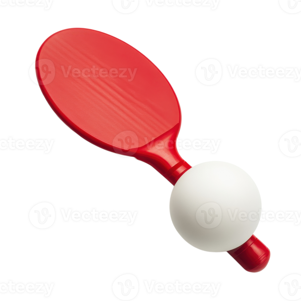 Red Paddle and Ball Summer Beach Fun on transparent background. png