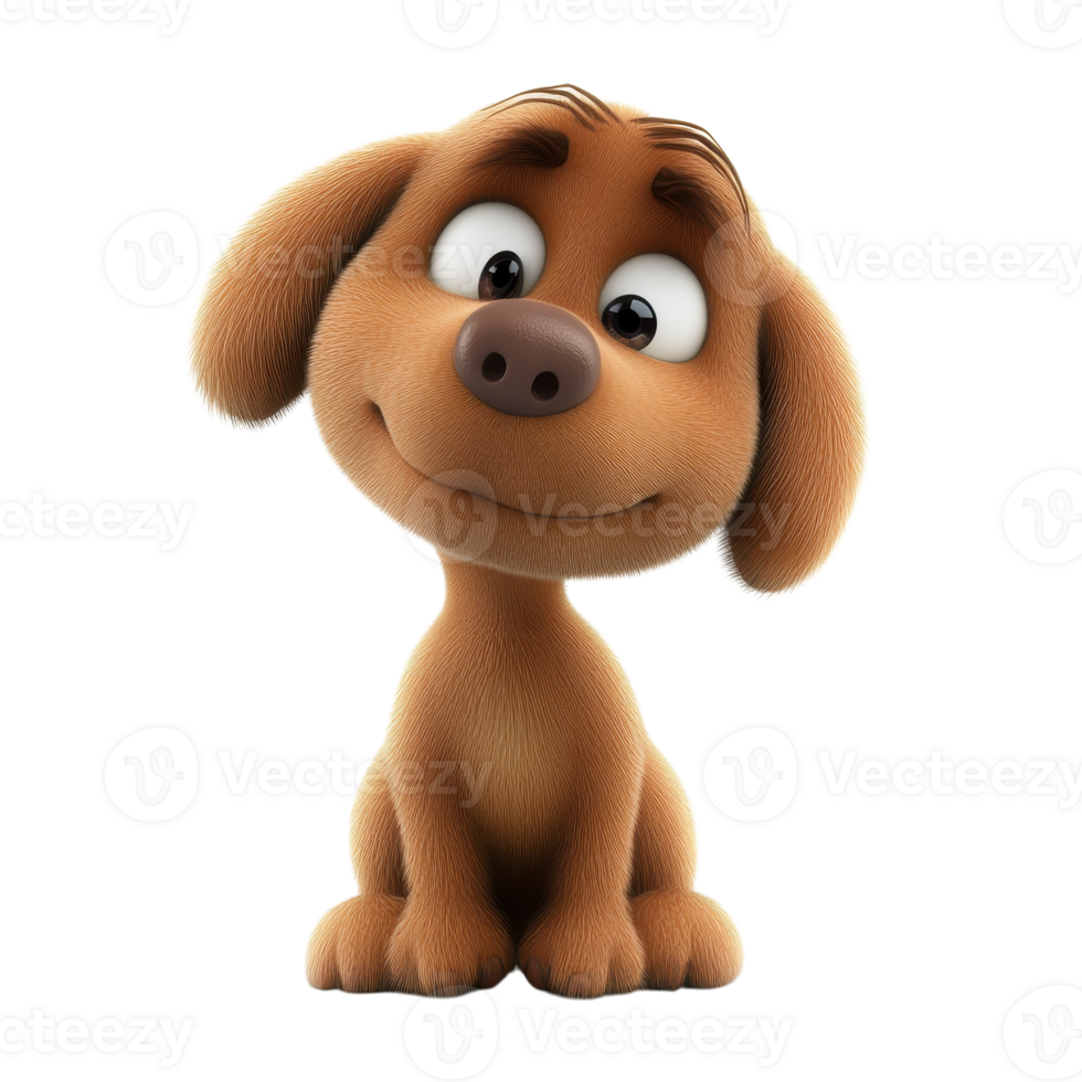 Adorable Prehistoric Puppy 3D Illustration on transparent background. png