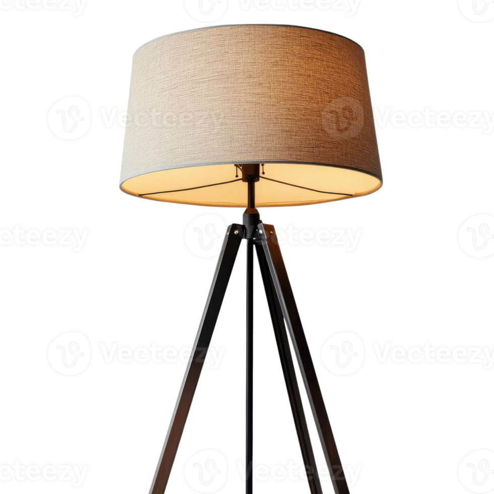 Stylish Tripod Floor Lamp Soft Shade on transparent background. png